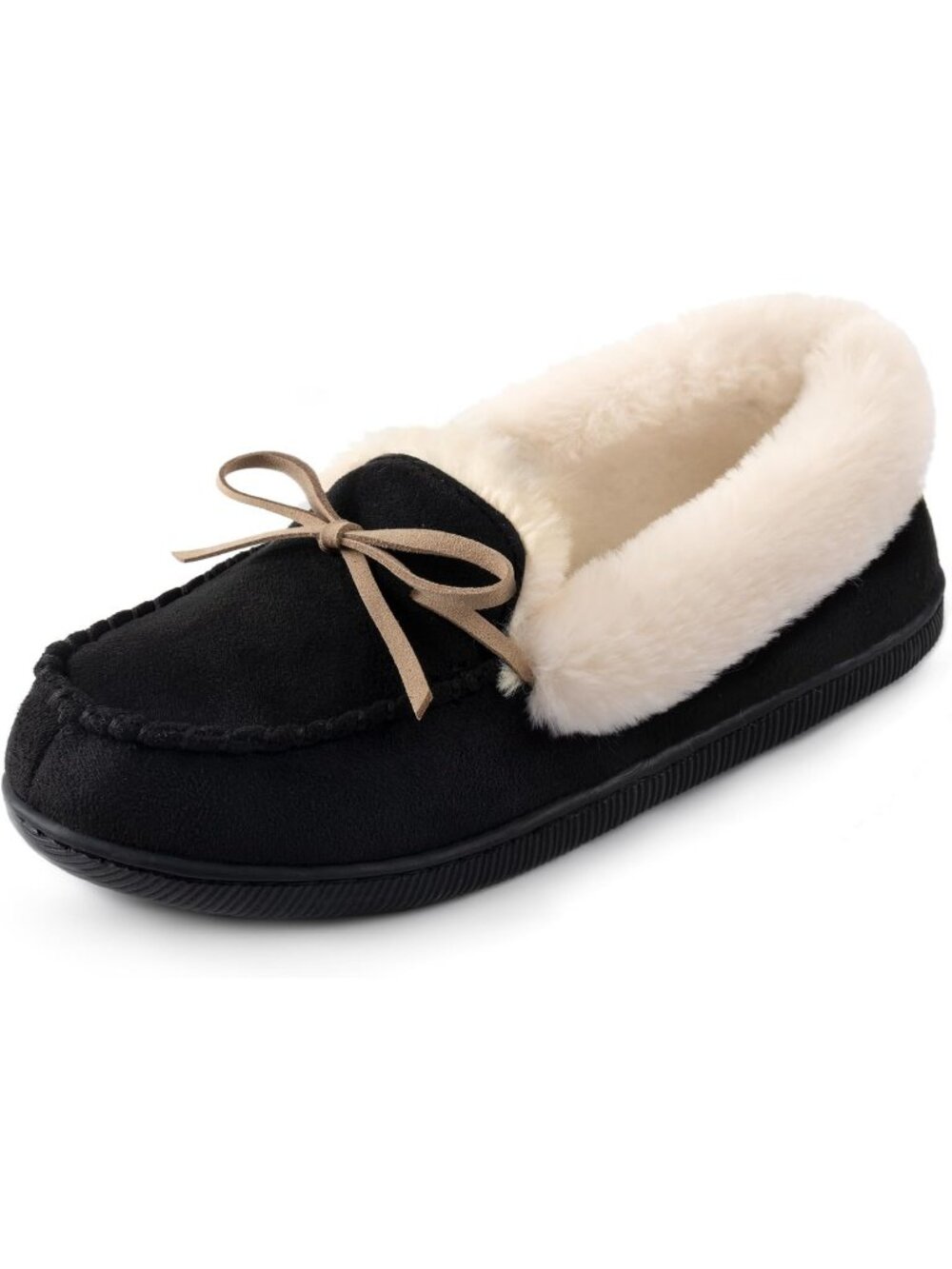 Women's Black Caroline Glittered Cozy Elegance Upper Plush Faux Fur Slipper